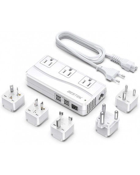 BESTEK 250W 220V to 110V Step Down Voltage Converter with US/AU/EU/UK/India/South Africa Plug Adapters